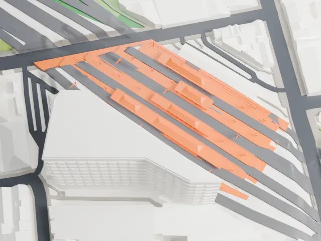 Finsbury Park station model, West view