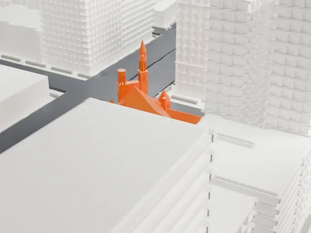 First Baptist Church in the City of New York model, North view