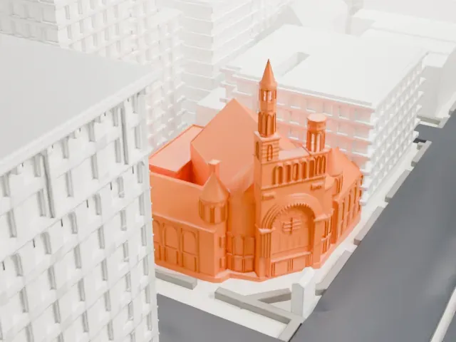 First Baptist Church in the City of New York model, South view