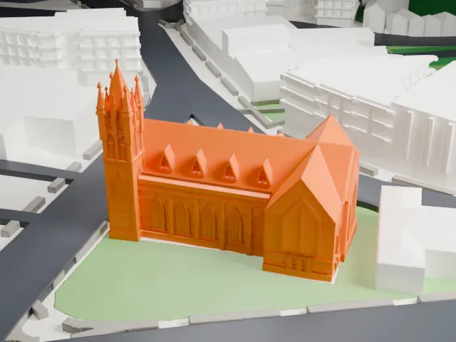 First Baptist Church of Ossining model, East view