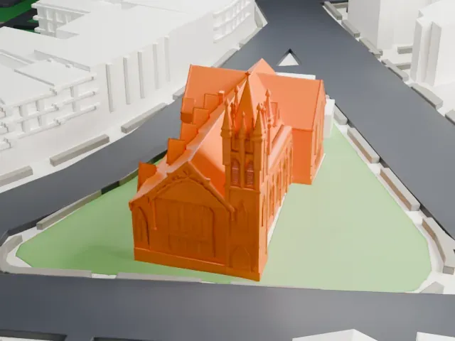 First Baptist Church of Ossining model, South view