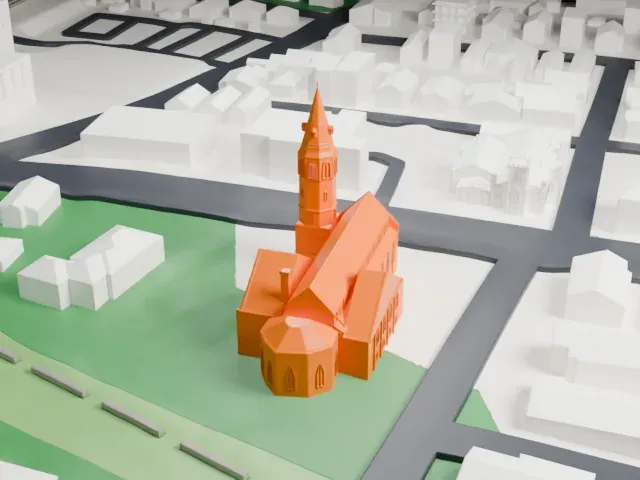 First Baptist Church of Tarrytown model, East view