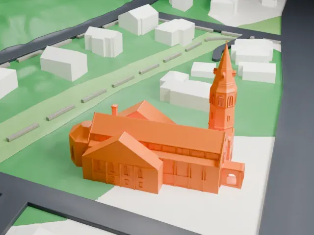First Baptist Church of Tarrytown model, North view