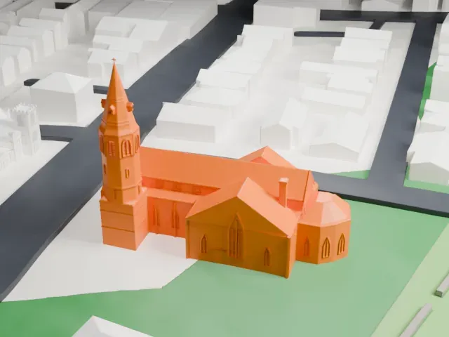 First Baptist Church of Tarrytown model, South view