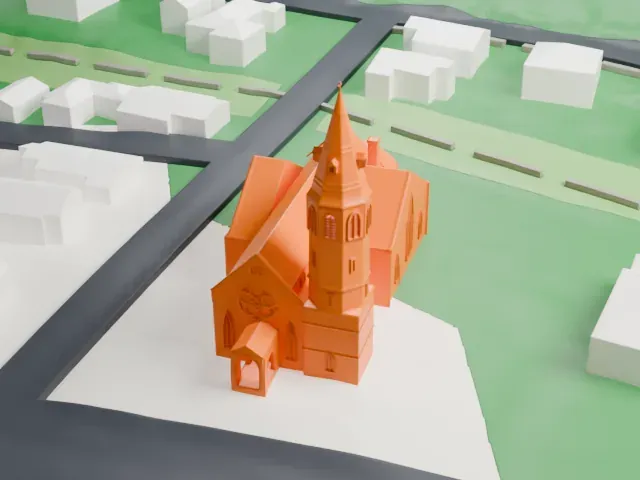 First Baptist Church of Tarrytown model, West view