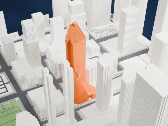 First Canadian Centre model, South view