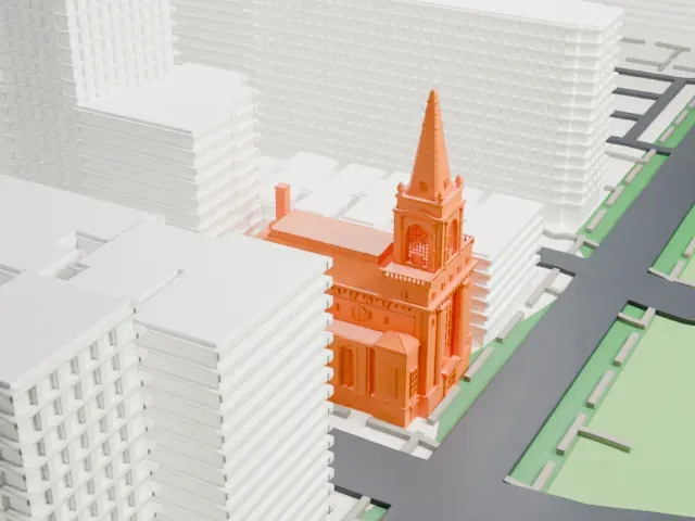 First Church of Christ, Scientist model, South view
