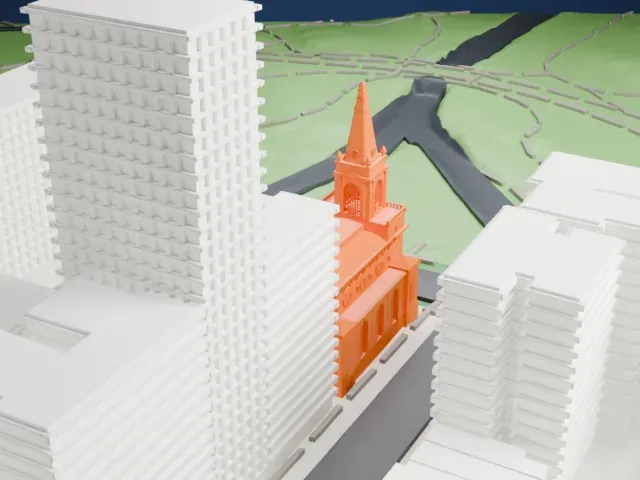 First Church of Christ, Scientist model, West view