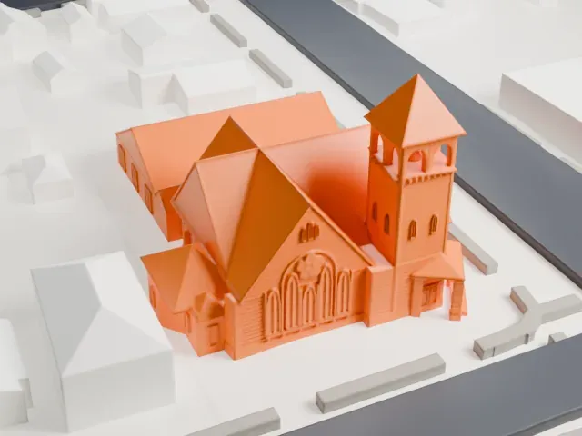 First Congregational Church of Bay Shore model, East view