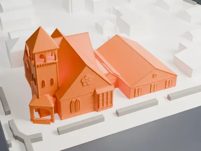 First Congregational Church of Bay Shore model, North view