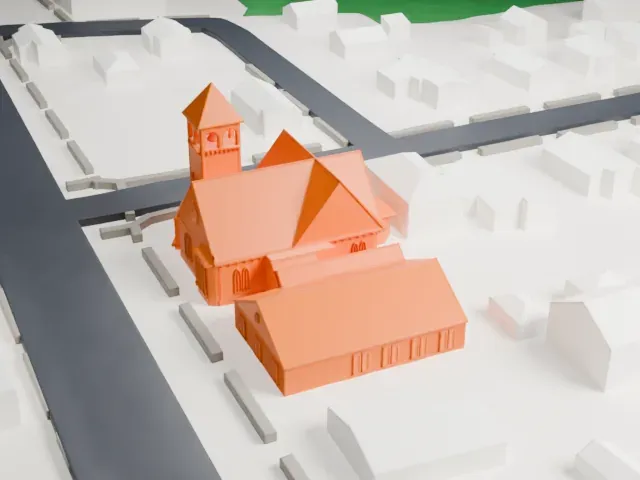 First Congregational Church of Bay Shore model, West view