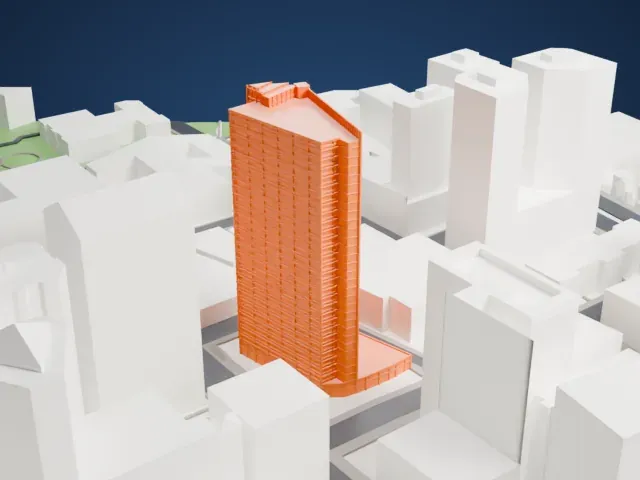 First Hawaiian Center model, North view