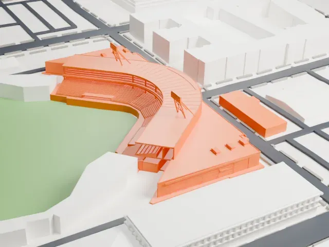 First Horizon Park model, East view