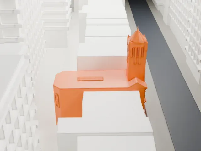 First Hungarian Reformed Church of New York model, East view