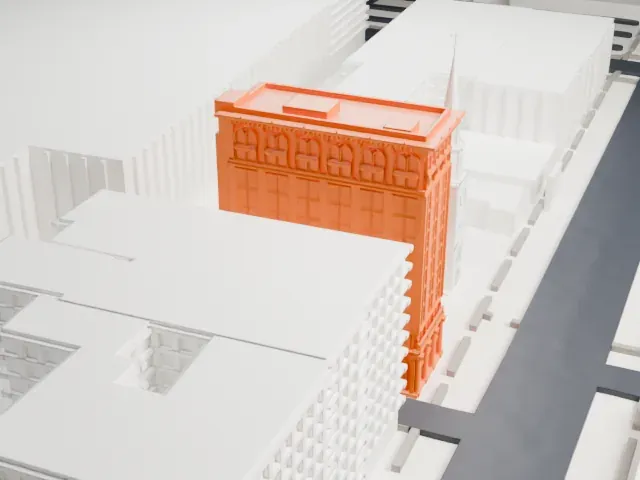 First National State Bank Building model, North view