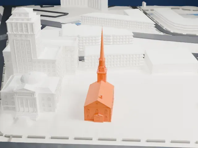 First Presbyterian Church of Elizabeth model, East view
