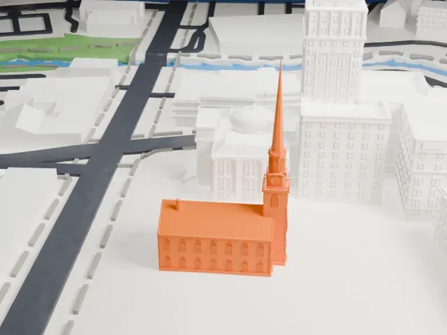 First Presbyterian Church of Elizabeth model, North view