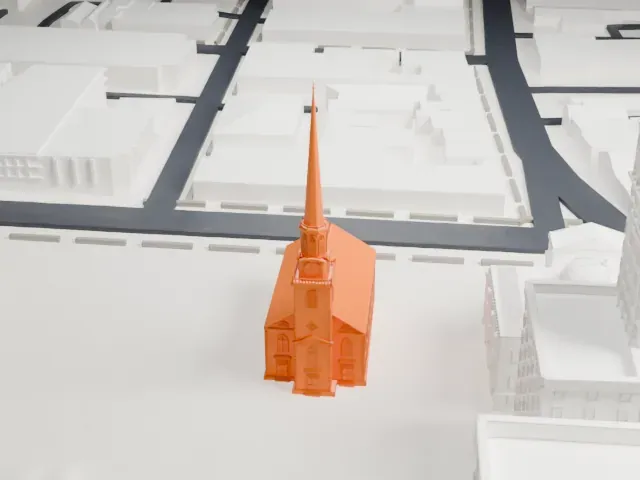 First Presbyterian Church of Elizabeth model, West view