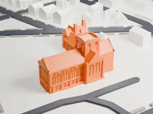 First Presbyterian Church of Far Rockaway model, East view