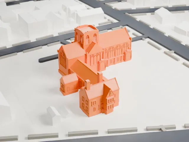First Presbyterian Church of Far Rockaway model, West view