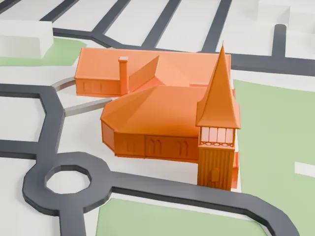 First Presbyterian Church of Oyster Bay model, East view