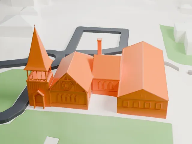 First Presbyterian Church of Oyster Bay model, North view