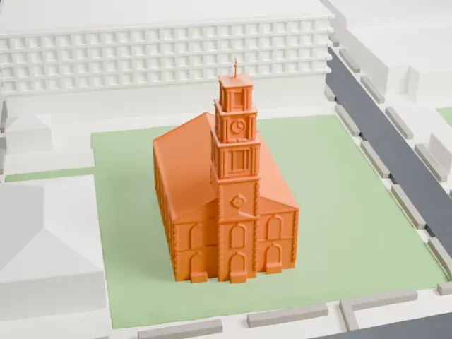 First Reformed Church of New Brunswick model, East view