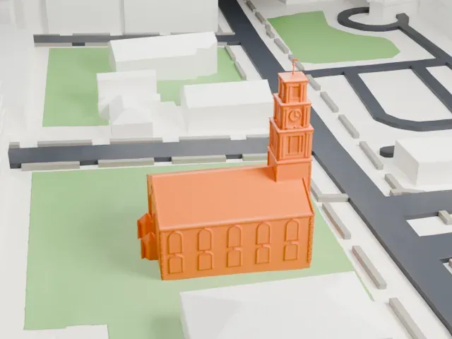First Reformed Church of New Brunswick model, South view