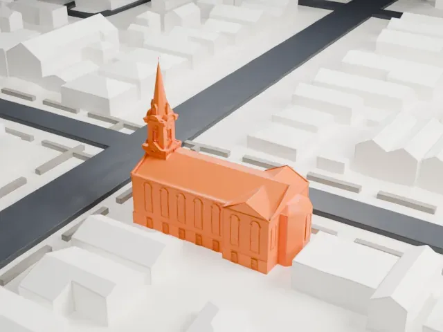 First Reformed Dutch Church of Bergen Neck model, North view