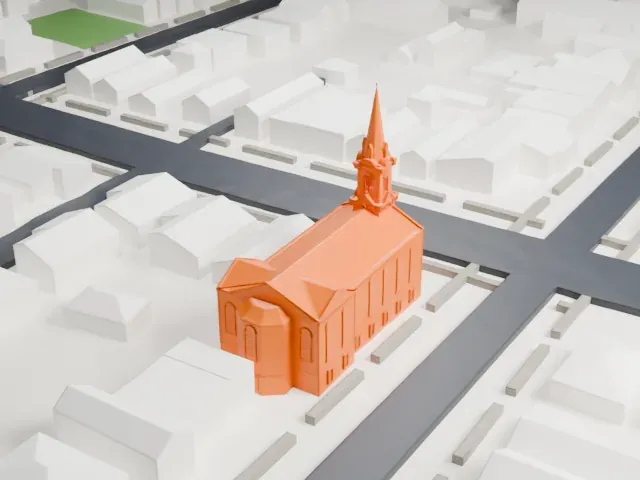 First Reformed Dutch Church of Bergen Neck model, West view