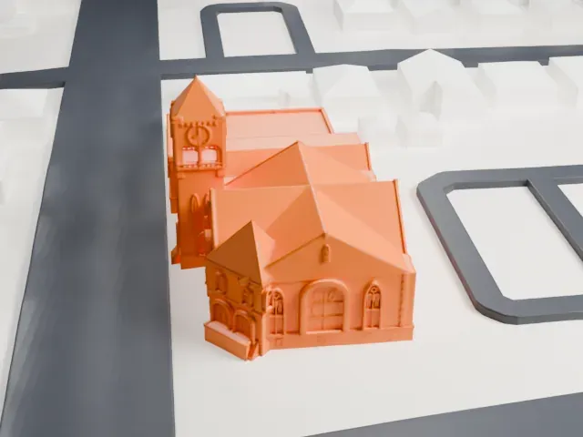 First United Methodist Church, Mount Vernon model, East view