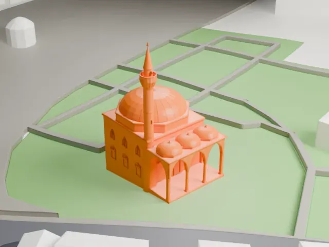 Firuz Agha Mosque model, North view