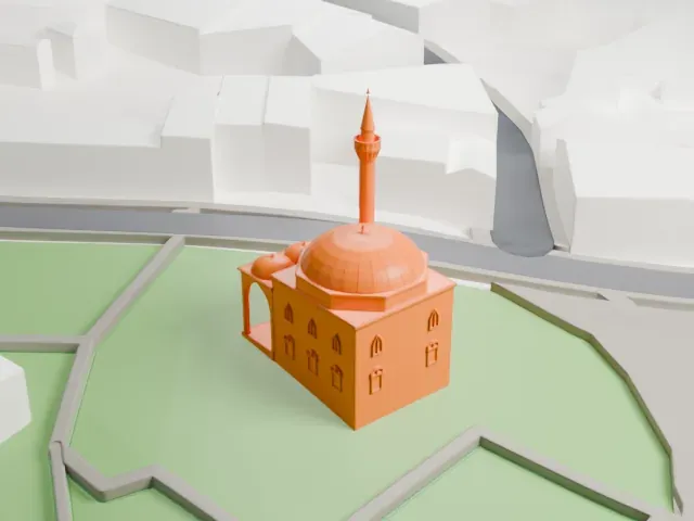 Firuz Agha Mosque model, South view