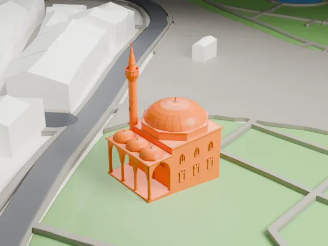 Firuz Agha Mosque model, West view