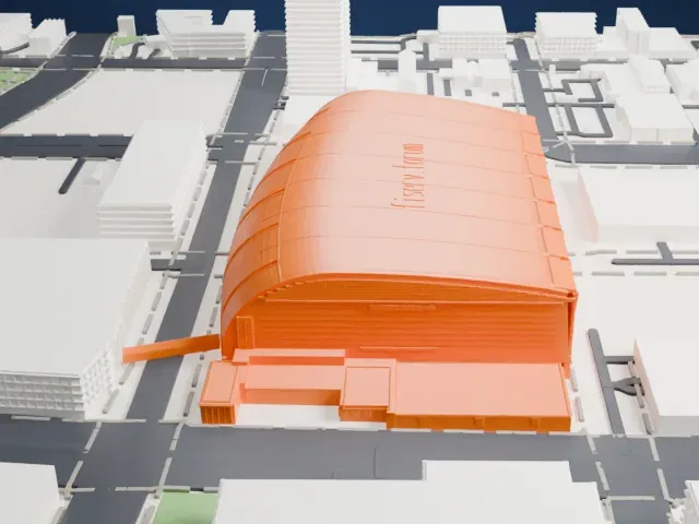 Fiserv Forum model, West view