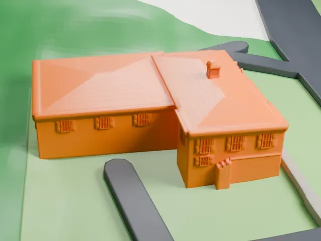Flower Hill Village Hall model, East view