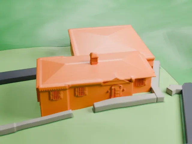 Flower Hill Village Hall model, North view