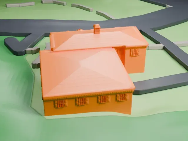 Flower Hill Village Hall model, South view