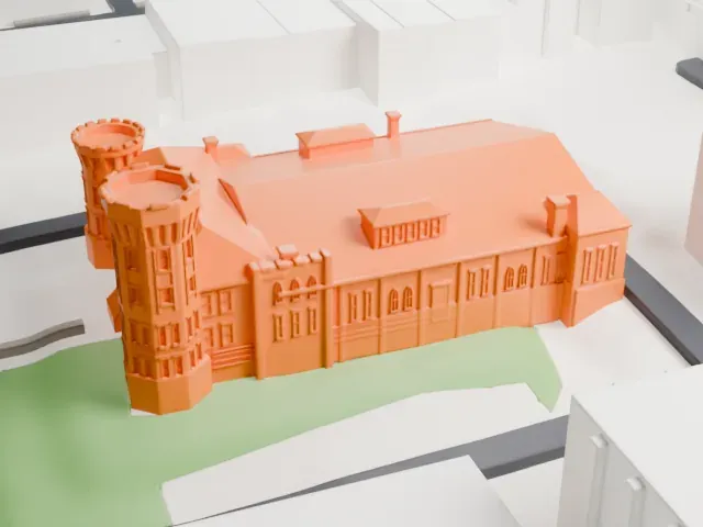 Flushing Armory model, West view