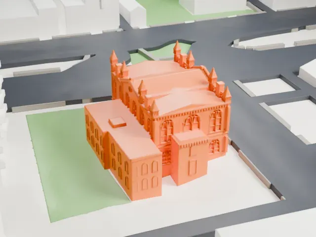 Flushing Town Hall model, North view