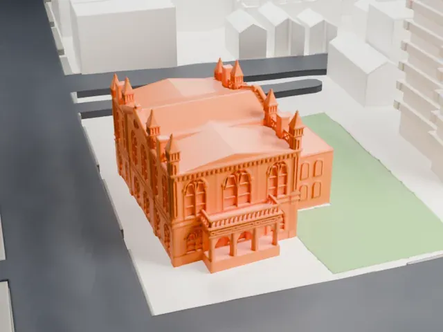Flushing Town Hall model, South view