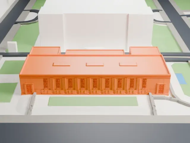 Folger Shakespeare Library model, North view