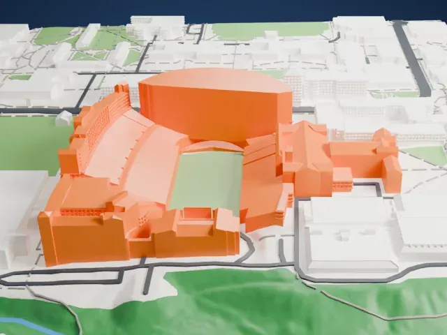 Folsom Field model, North view
