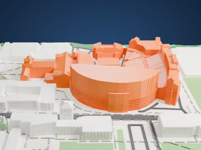Folsom Field model, South view