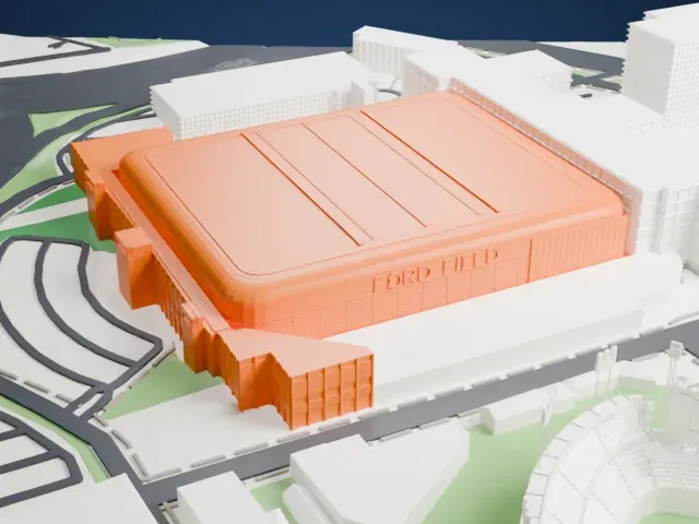 Ford Field model, West view
