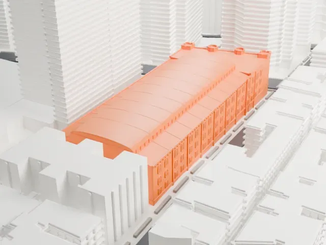 Fort Washington Avenue Armory model, East view