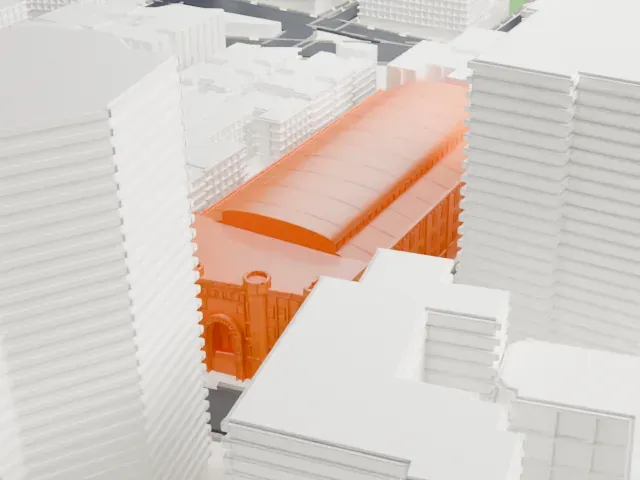 Fort Washington Avenue Armory model, West view