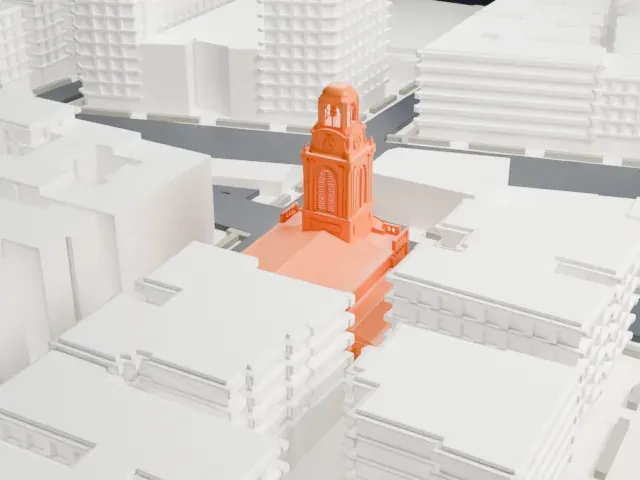 Fort Washington Presbyterian Church model, East view