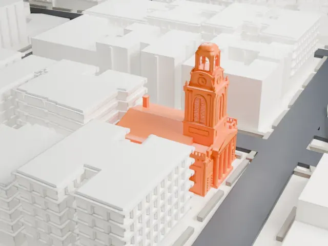 Fort Washington Presbyterian Church model, North view