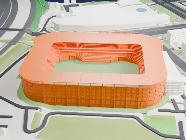 Fortuna Arena model, East view